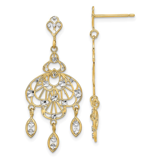 Exclusive 14K White Gold Rhodium-Plated Dangle Chandelier Earrings - Stylish Elegance