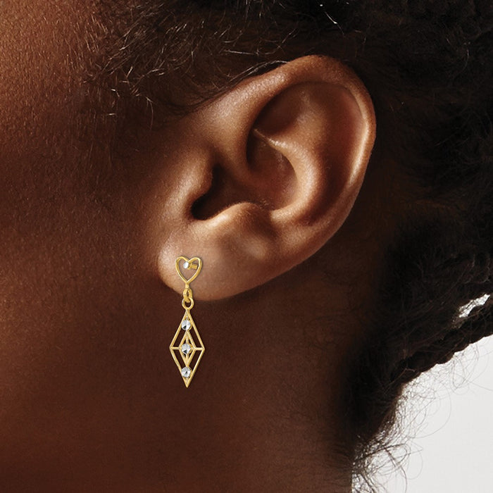 Shop Stylish 14K White Gold Rhodium-Plated Diamond-Cut Heart Earrings - Luxury Design-3