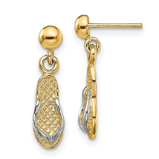 Buy Stylish 14K Gold & Rhodium Flip Flop Dangle Earrings | Exclusive Value!