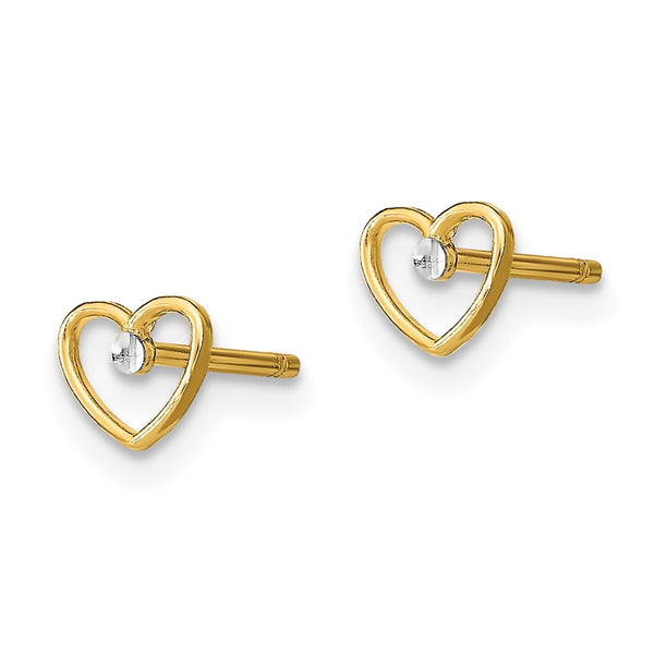 14K Gold & Rhodium Plated Heart Drop Earrings - Style GR1-1020055