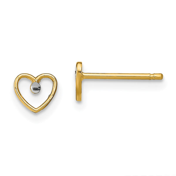 14K Gold & Rhodium Plated Heart Drop Earrings - Style GR1-1020055