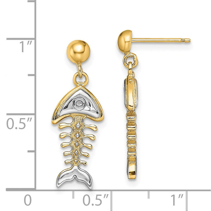 Shop Exclusive 14K White Gold Rhodium-Plated Fishbone Dangle Earrings - Stylish Design-4