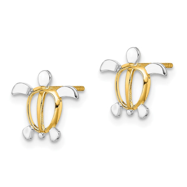 14K White Gold Sea Turtle Stud Earrings