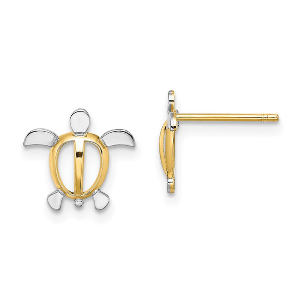14K White Gold Sea Turtle Stud Earrings