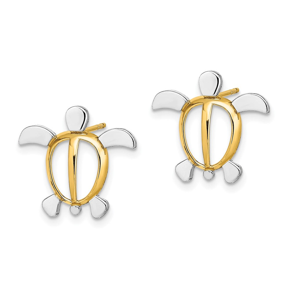 Buy Stylish 14K White Gold Rhodium-Plated Sea Turtle Stud Earrings - Affordable Luxury