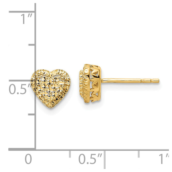 High-Quality 14K Gold Diamond-Cut Heart Stud Earrings | Stylish Value Buy-4
