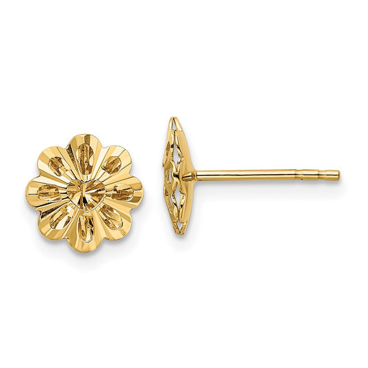 Buy 14K Gold Polished Diamond-Cut Snowflake Stud Earrings - Stylish Value!
