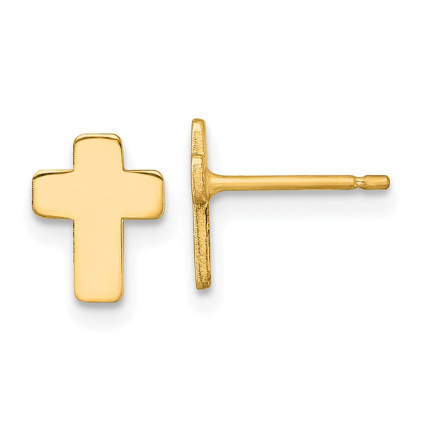 14K Gold Polished Cross Stud Earrings - Style GR1-1020061