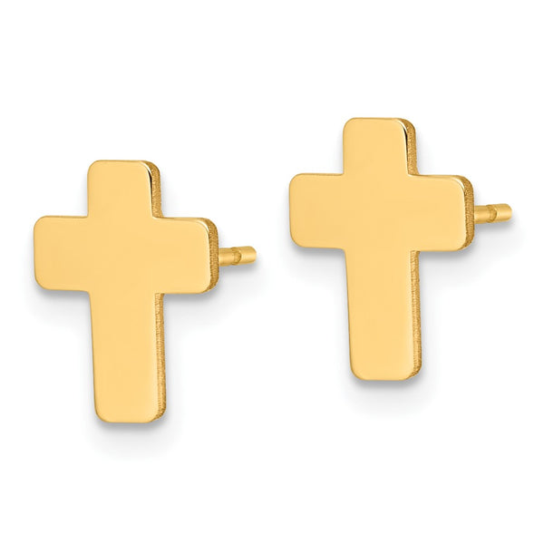 14K Gold Polished Cross Stud Earrings - Style GR1-1020063