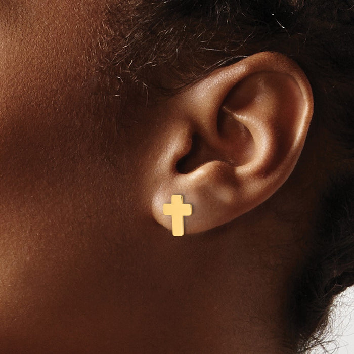 Shop Stylish 14K Gold Polished Cross Stud Earrings | Affordable Luxury Design-3