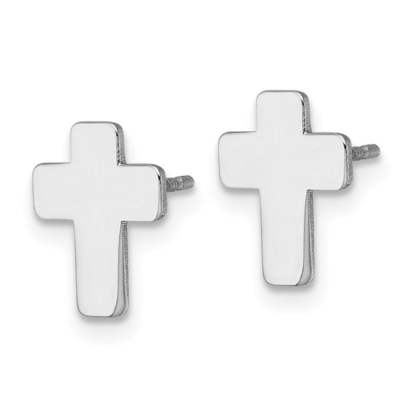 14K White Gold Cross Post Earrings - Style GR1-1020068