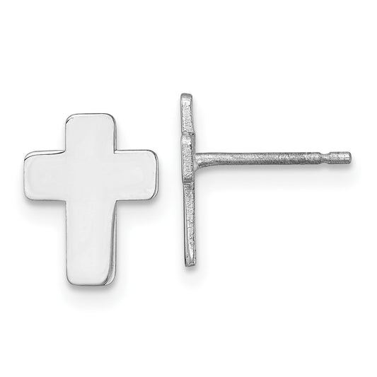 High-Quality 14K White Gold Cross Post Earrings - Stylish & Affordable Design