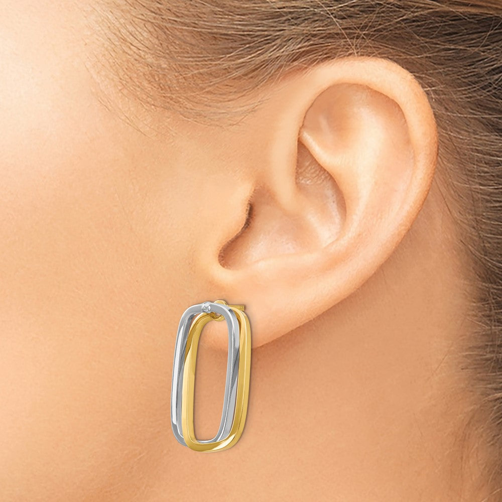 Buy Designer 14K Two-Tone Rectangle Stud Earrings - Stylish & Affordable Luxury