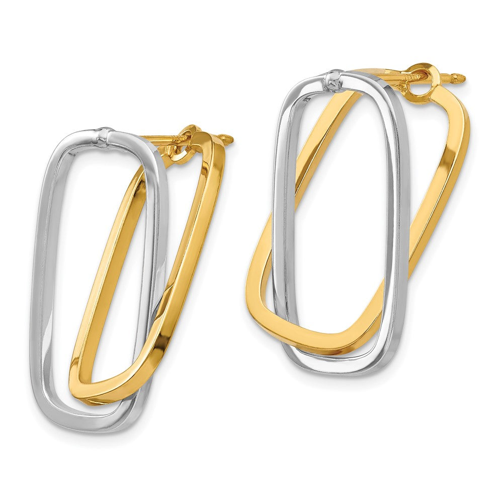 Buy Designer 14K Two-Tone Rectangle Stud Earrings - Stylish & Affordable Luxury