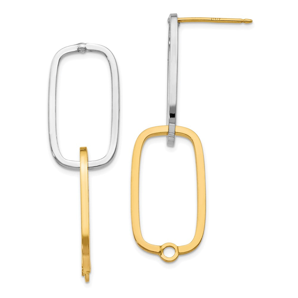 Buy Designer 14K Two-Tone Rectangle Stud Earrings - Stylish & Affordable Luxury