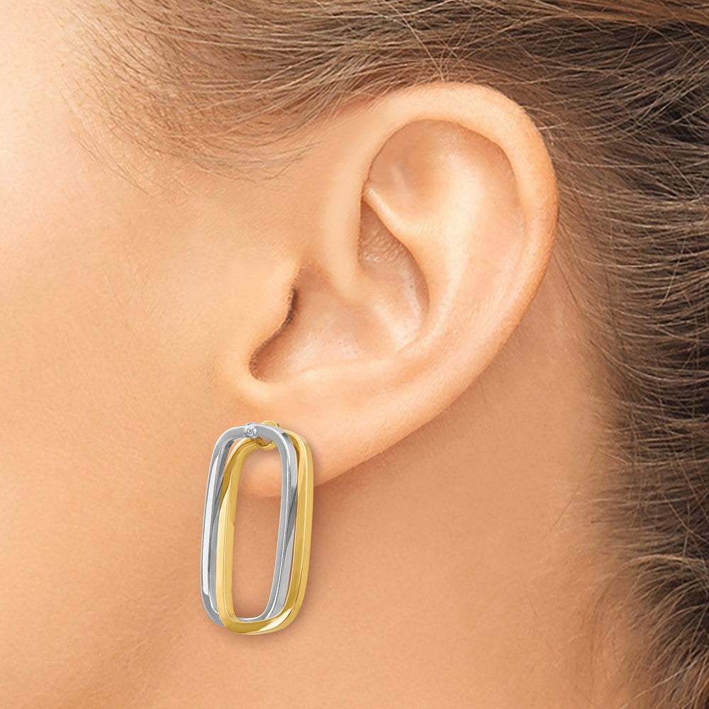 Buy Designer 14K Two-Tone Rectangle Stud Earrings - Stylish & Affordable Luxury