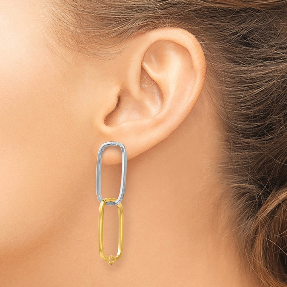 Buy Designer 14K Two-Tone Rectangle Stud Earrings - Stylish & Affordable Luxury