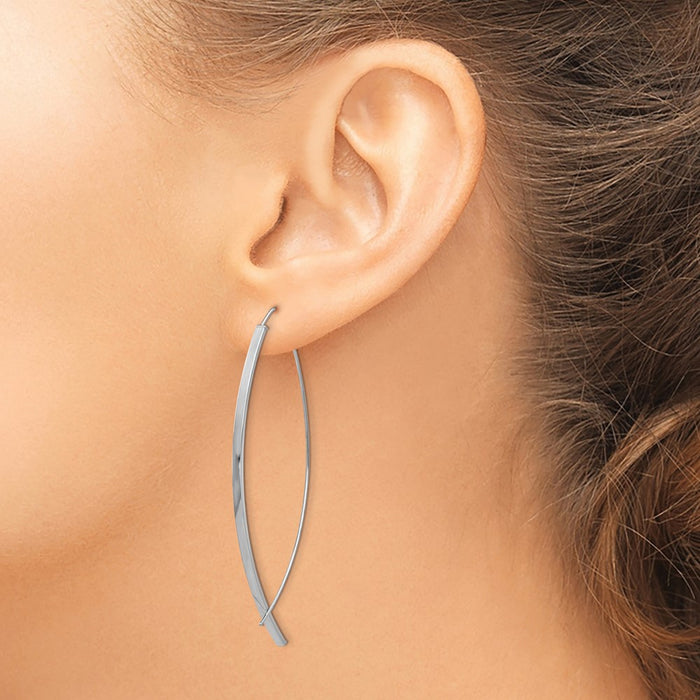 High-quality 14K White Gold 1.75mm Threader Earrings - Stylish & Affordable-3