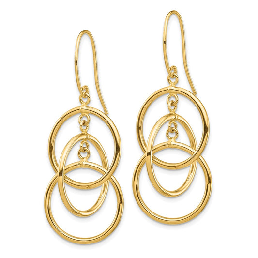 Exclusive 14K Gold Polished Circle Dangle Earrings - Stylish & Affordable