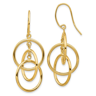 Exclusive 14K Gold Polished Circle Dangle Earrings - Stylish & Affordable