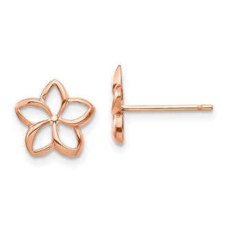 Buy Exclusive 14K Rose Gold Plumeria Cutout Stud Earrings - Stylish Design