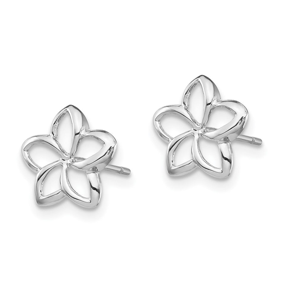 Buy Stylish 14K White Gold Plumeria Cutout Stud Earrings - Affordable Luxury!