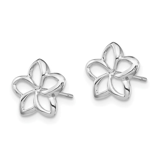Buy Stylish 14K White Gold Plumeria Cutout Stud Earrings - Affordable Luxury!