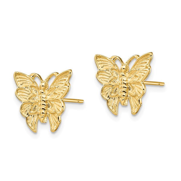 14K Gold Polished Butterfly Stud Earrings - Lightweight