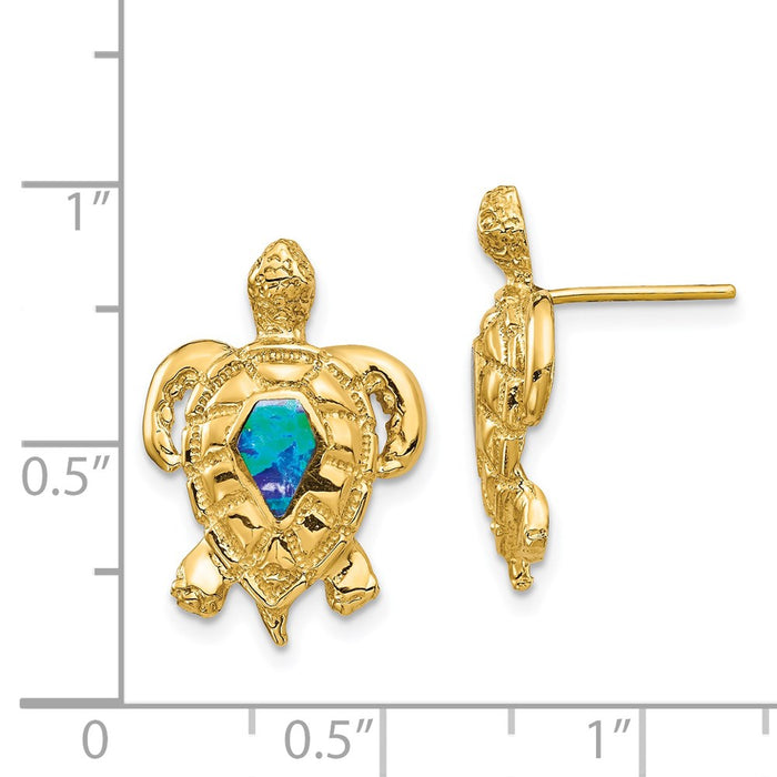 Shop Stylish 14K Gold Created Opal Turtle Stud Earrings - Luxury Value!-4