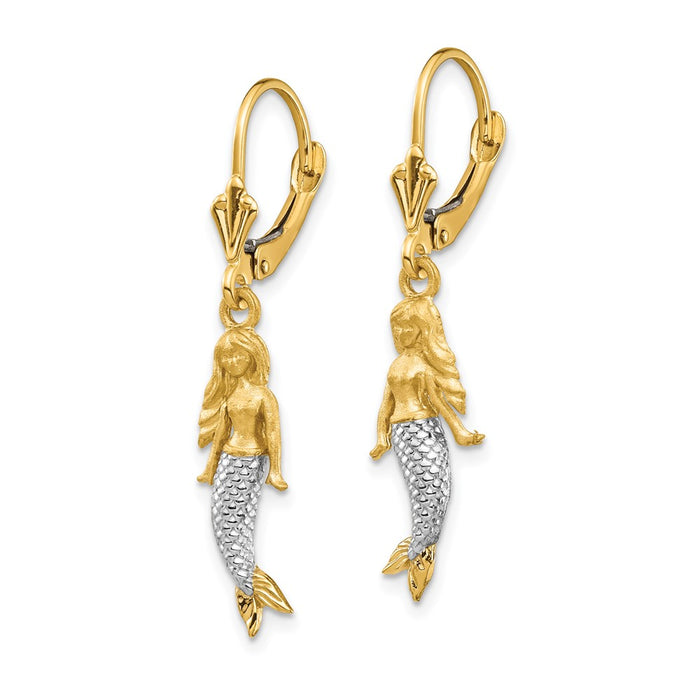 Buy Stylish 14K Gold Mermaid-Inspired Earrings - Exclusive Brushed & Polished Design-2