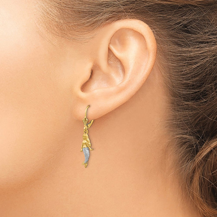 Buy Stylish 14K Gold Mermaid-Inspired Earrings - Exclusive Brushed & Polished Design-3