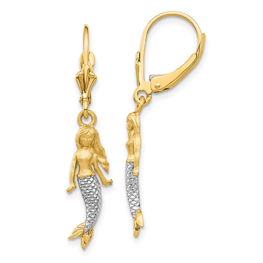 Buy Stylish 14K Gold Mermaid-Inspired Earrings - Exclusive Brushed & Polished Design