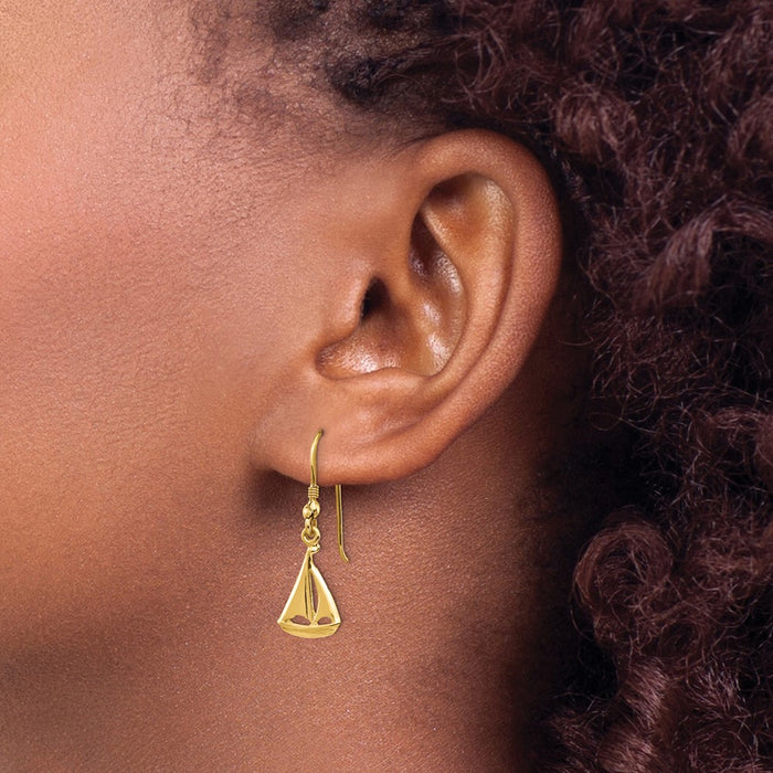 High-Quality 14K Gold Sailboat Shepherd Hook Earrings - Stylish Luxury Value!-3