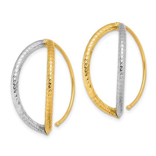 Exclusive 14K Gold Rhodium-Plated Diamond-Cut Dangle Threader Earrings - Stylish Value