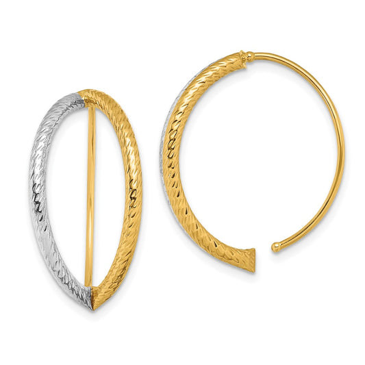 Exclusive 14K Gold Rhodium-Plated Diamond-Cut Dangle Threader Earrings - Stylish Value