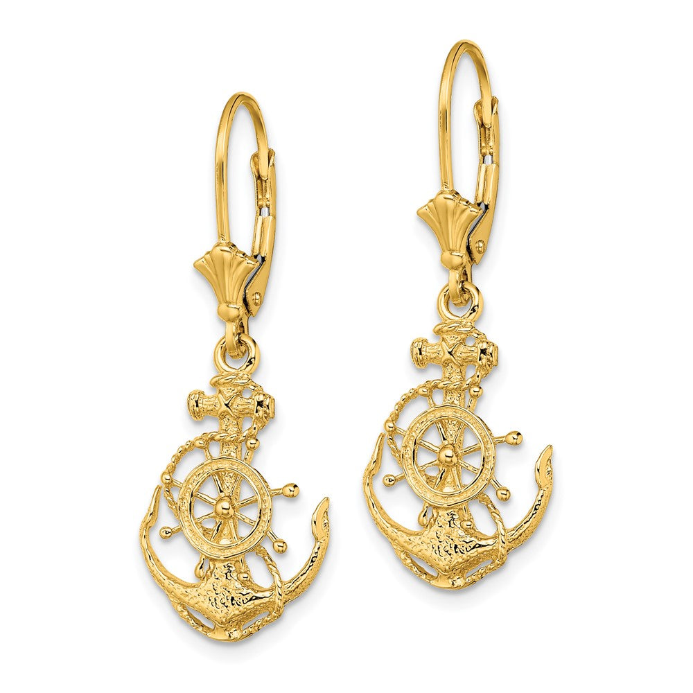 Shop Stylish 14K Gold 2-D Anchor & Wheel Leverback Earrings - Affordable Luxury