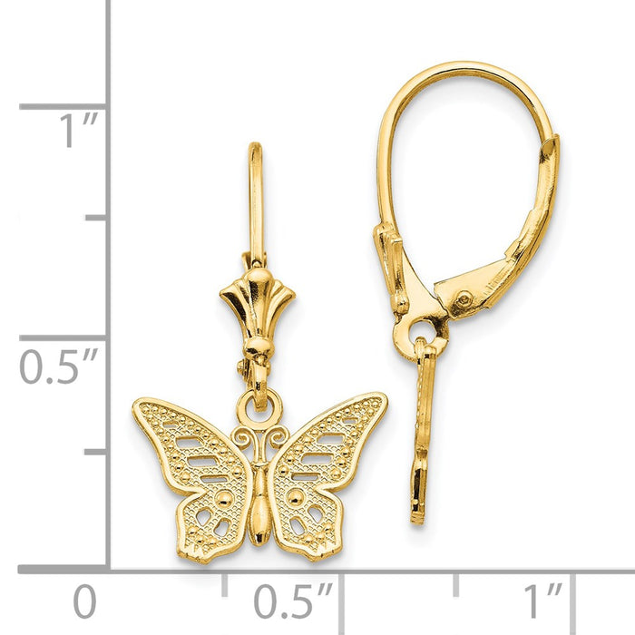 High-Quality 14K Gold Butterfly Leverback Earrings - Stylish & Affordable!-4