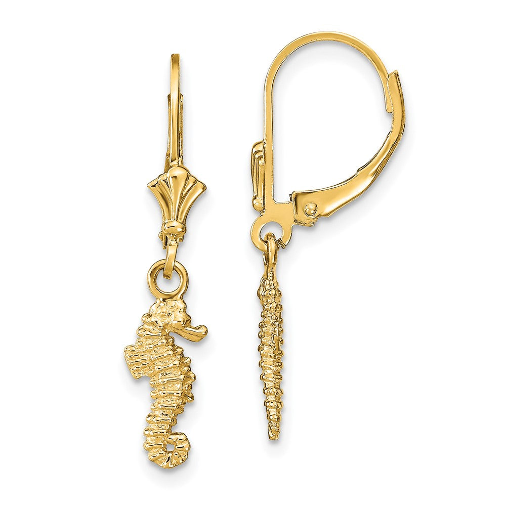 Buy Exclusive 14K Gold Seahorse Leverback Earrings - Stylish & Affordable!