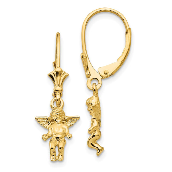 14K Gold Angel Wing Leverback Earrings - Style GR1-1011962
