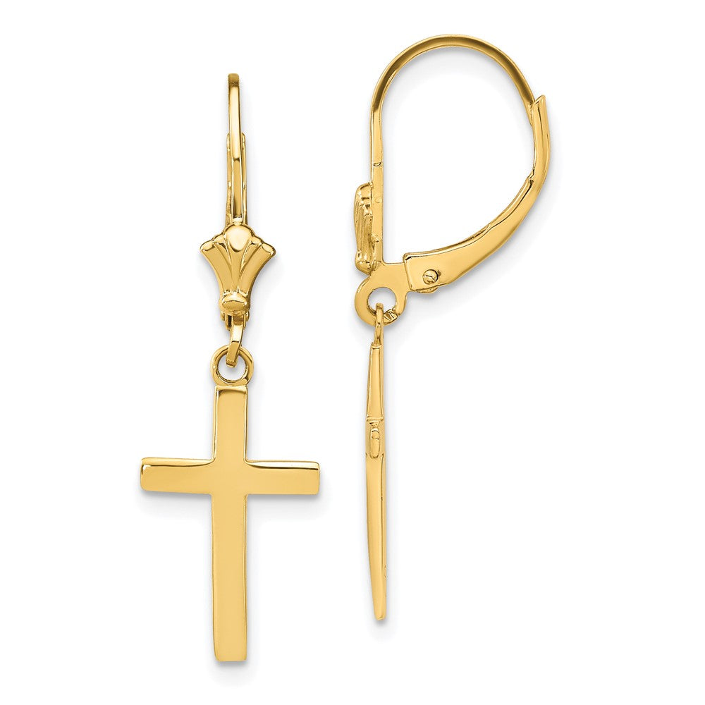 Shop Stylish 14K Gold Polished Cross Leverback Earrings - High-Quality Design