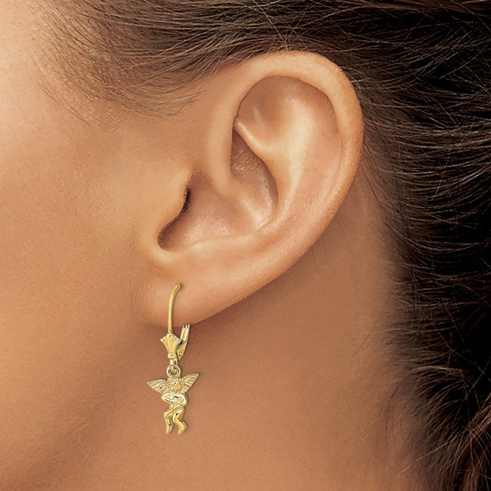 Buy Stylish 14K Gold Angel Wing Leverback Earrings - Exclusive Design Offer-3