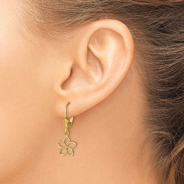 Buy Stylish 14K Gold Floral Cut-Out Leverback Earrings - Affordable Elegance!-3