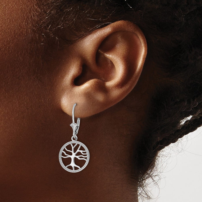Shop Exclusive 14K White Gold Tree of Life Leverback Earrings - Stylish Value-3