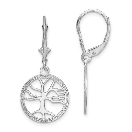 Shop Exclusive 14K White Gold Tree of Life Leverback Earrings - Stylish Value