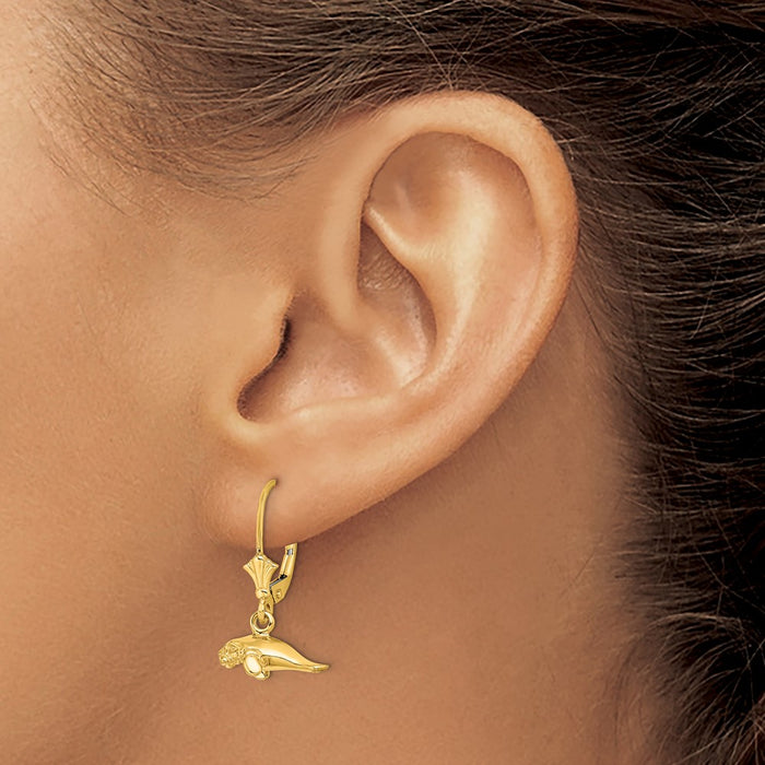 Shop Stylish 14K Gold Mini Manatee Leverback Earrings | 3D Polished Design-3