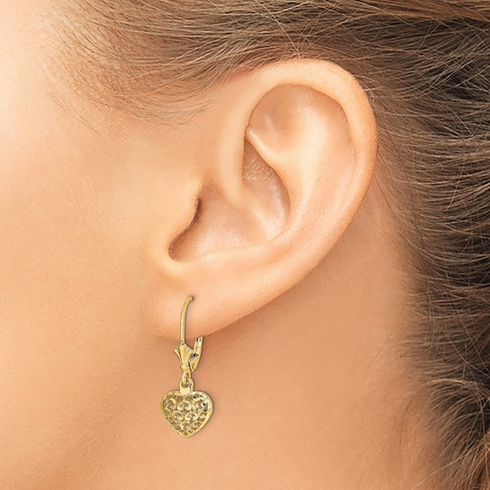 Buy 14K Gold Diamond-Cut Mini Puffed Heart Earrings - Stylish & Affordable!-3