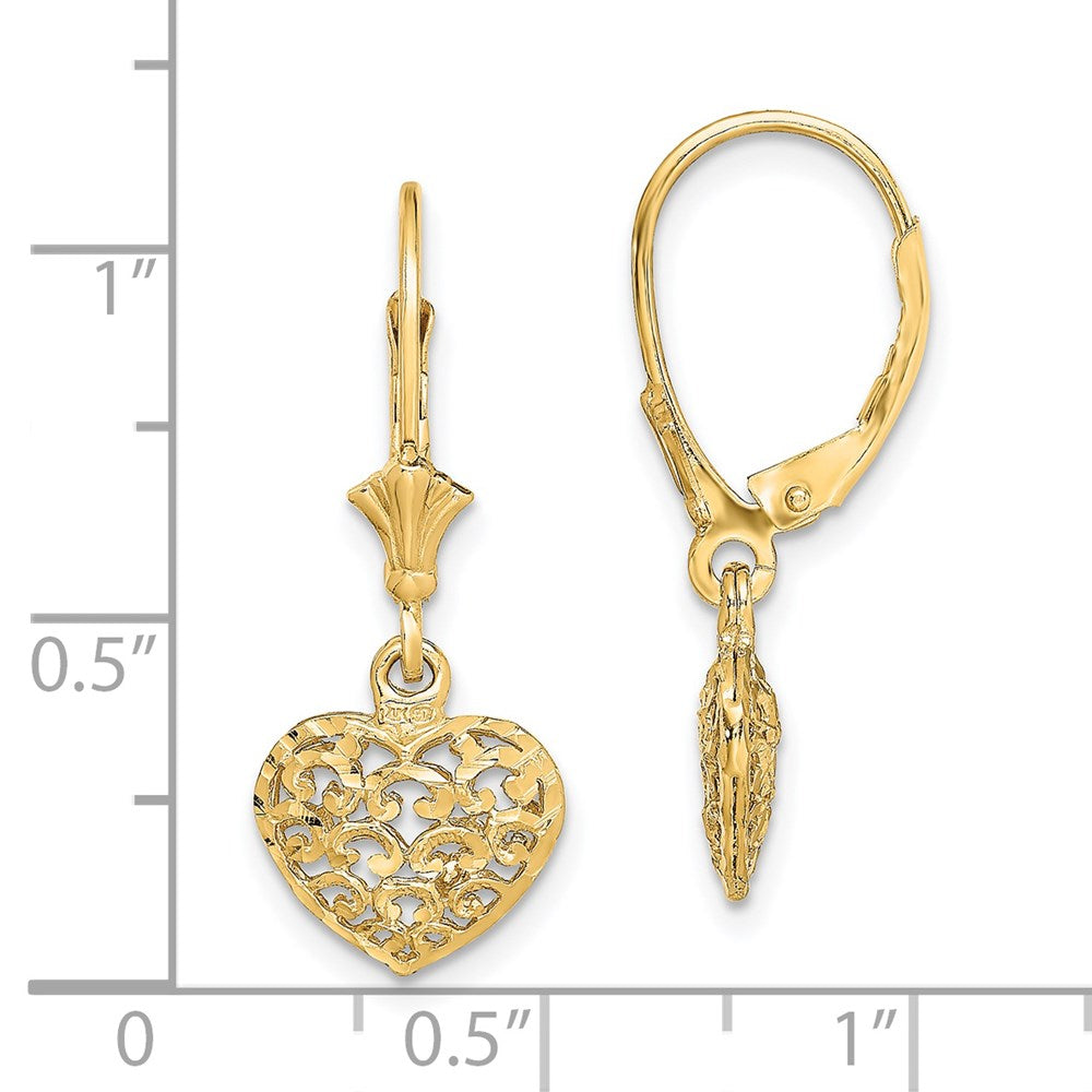 Buy 14K Gold Diamond-Cut Mini Puffed Heart Earrings - Stylish & Affordable!
