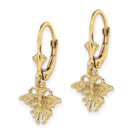 Exclusive 14K Gold Mini Butterfly Leverback Earrings - Stylish & Affordable!