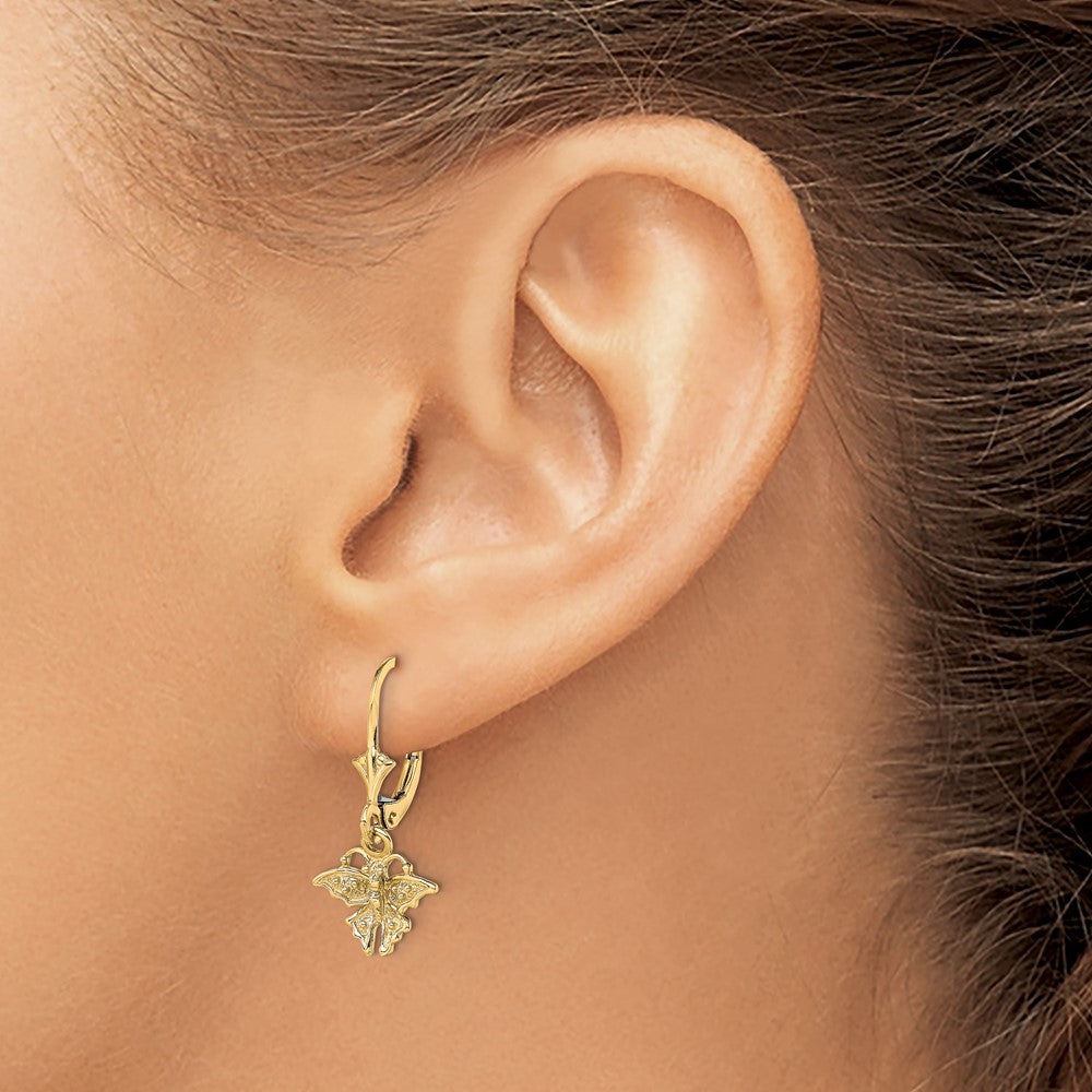 Exclusive 14K Gold Mini Butterfly Leverback Earrings - Stylish & Affordable!