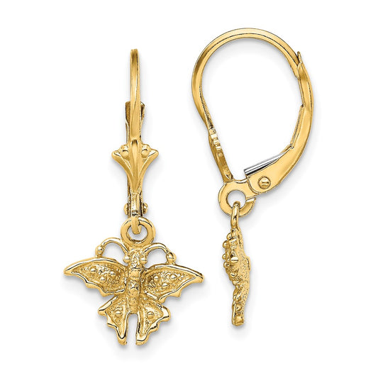 Exclusive 14K Gold Mini Butterfly Leverback Earrings - Stylish & Affordable!